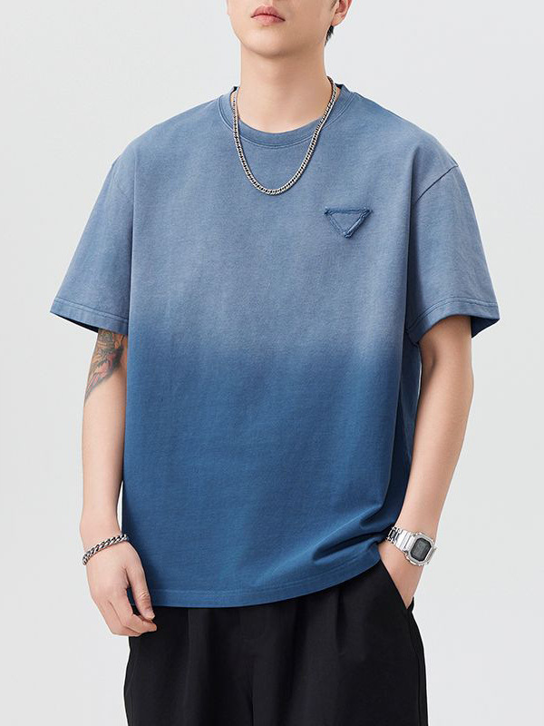 Mingge | American Retro Trendy Brand 290 Heavy Gradient Cotton T-Shirt Men's Summer Loose Casual Short-Sleeved Tops