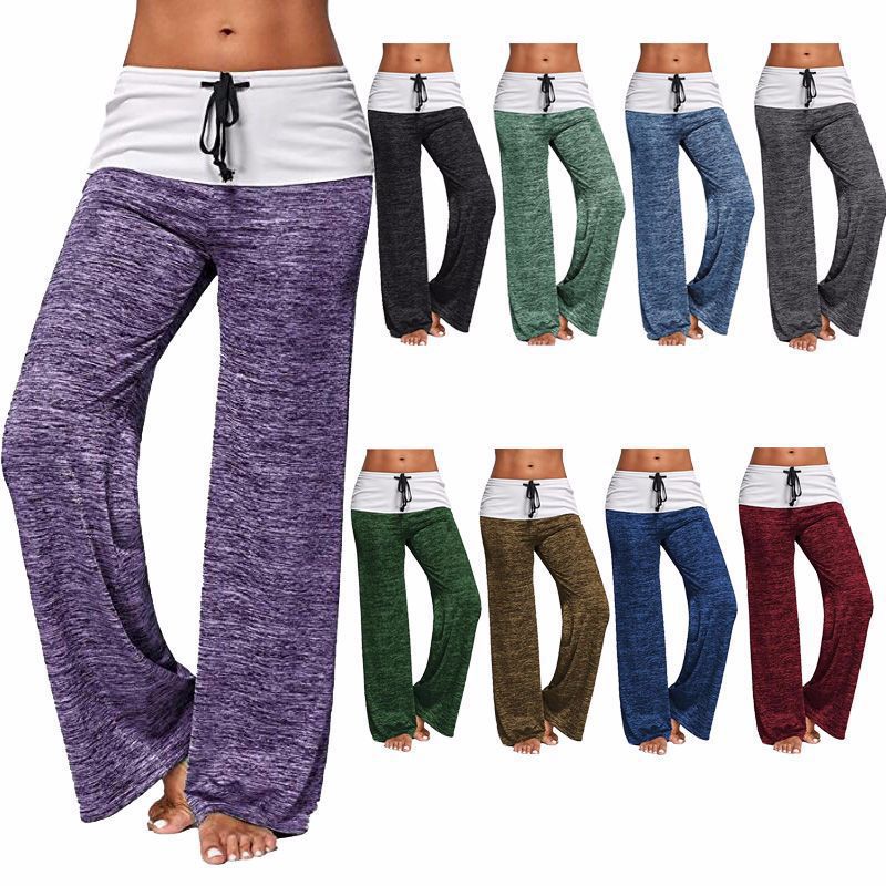 European and American Ebay Amazon wish popular stitching yoga quick-drying sports trousers outdoor casual wide-leg pants