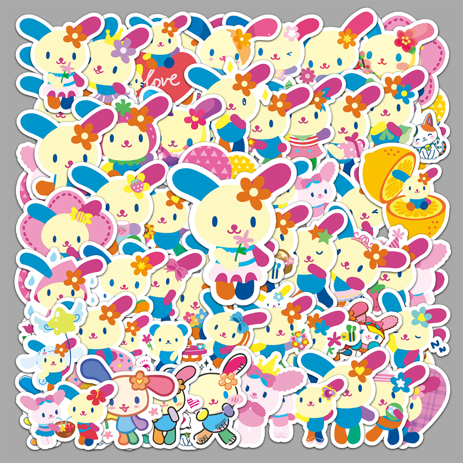 50 flower bunny cartoon stickers Sanrio usahana decorative stationery mobile phone can drop glue small potato stickers