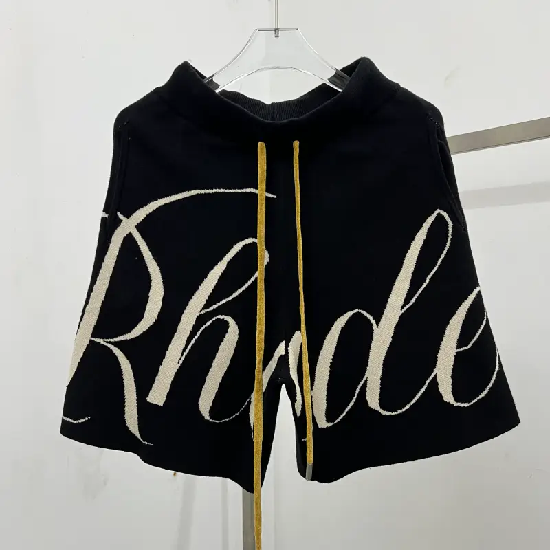 Rhude American Style Trendy Brand Summer Sports Casual Pure Cotton Knit Pants Unisex Daily Loose Basketball Shorts