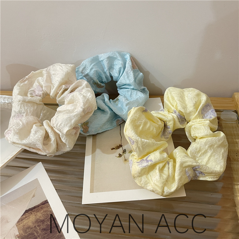 Spring and Summer Homemade Colorectal Hair Ring High-end Retro French Cream Floral Cute Hair Accessories Japanese and Korean Simple Style Hair Rope