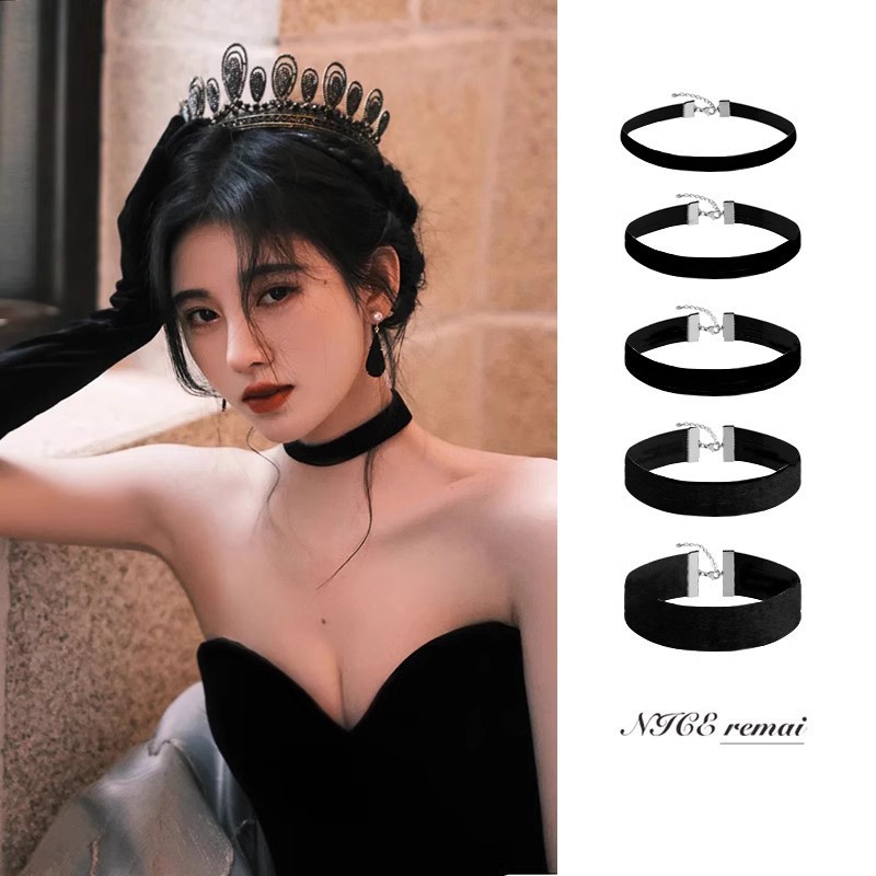 Ju Jingyi with classic simple black choker collar Joker neckwear imported velvet neckband necklace wholesale