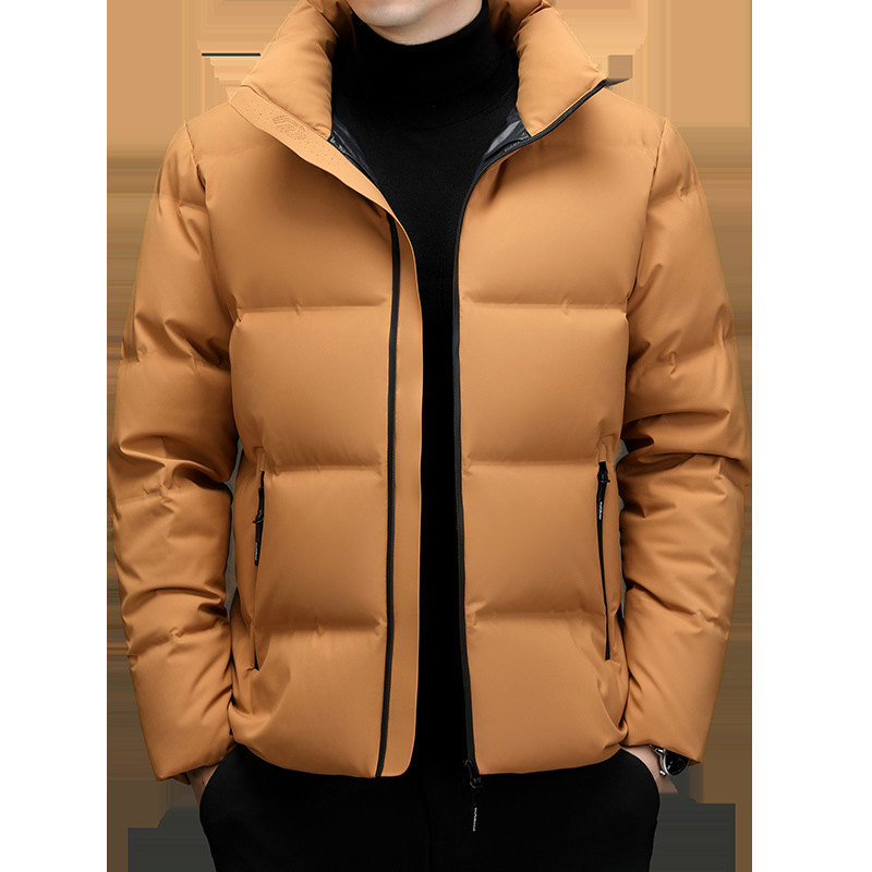 Winter new stand collar short solid color down jacket young and middle-aged men's white duck down warm down jacket windproof
