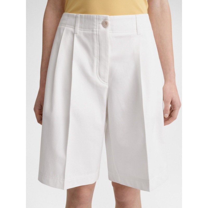 Longmei Crisp Cotton Women's Shorts 2026 Spring/Summer New Tot Style Simple Casual High-Waisted Pleated Five-Point Shorts