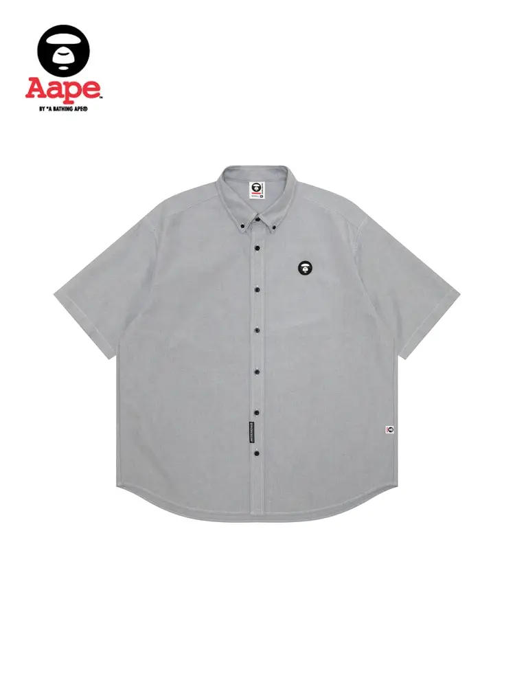 Aape Flagship Store Men's Spring and Summer Ape Badge Minimalist Trendy Casual Loose Short Sleeve shirt 8516Xxo