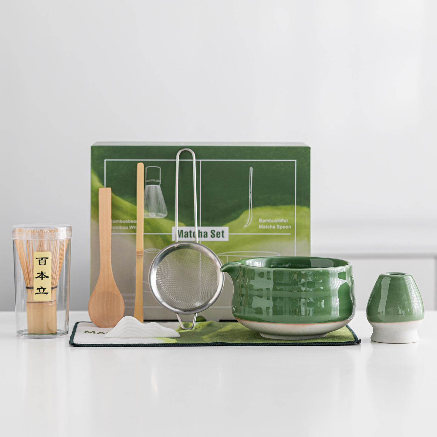 Cross-Border Exclusive Supply of Ins-Style Matcha Tea Set, Japanese-Style Tea Whisk, Matcha Bowl, Tea Whisk Stand, Gift Box
