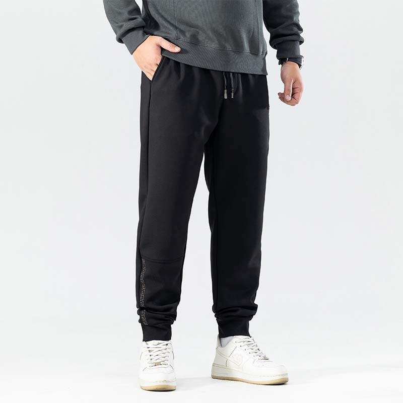 F611 | Plus size men's autumn and winter new casual pants men's loose thick Medusa embroidered ankle-tied stretch trousers