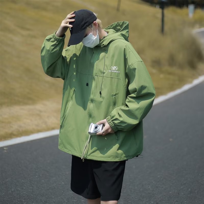 American Style Outdoor Jacket Men's Spring Functional Style Waterproof Trendy Brand Loose Hooded Sports Jacket Aviator Jacket