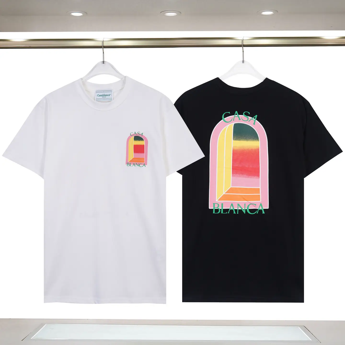 Fashionable Brand Rainbow Gate Letter Logo Printed Casa Personalized Short-Sleeved T-Shirt