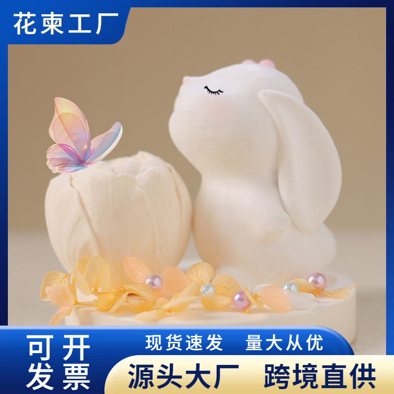 DIY 3D Rabbit Car Air Freshener Plaster Candle Mold Waving Bear Scent Bunny Silicone Mold