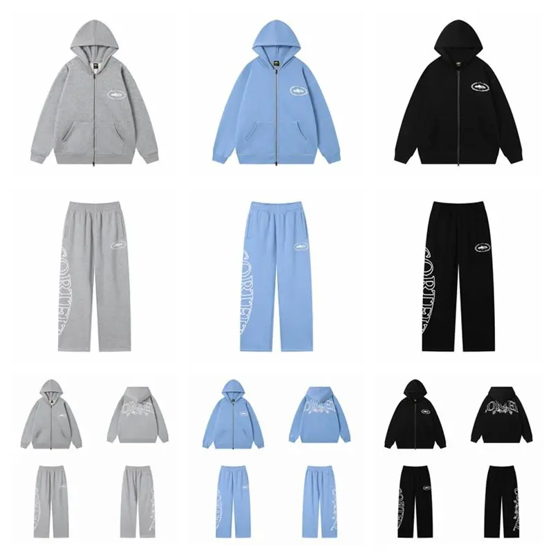 Corteiz American Street Hip-Hop Printed Letter Hooded Sweatshirt Men's Trendy Brand Loose Casual Sports Suit