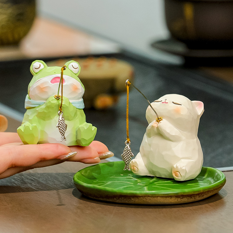 Xiao Mao Fishing Asks for Frog Panda Meng Chong Xiang Insert Desktop Ornaments Incense Furnace Sandalwood Aquilarum Furnace Creative Gift