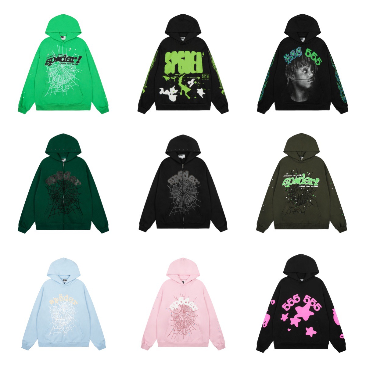 Cross-Border Wholesale Autumn and Winter New Model Sp5Der 555555 Hooded Sweatshirt for Men Young Thug Trendy Fashion Style
