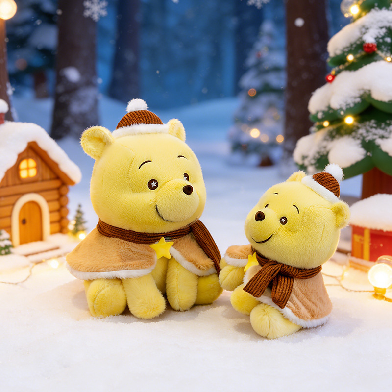 New Style Winnie the Pooh Plush Toy with Cape, Cute Winter Bear Doll, Gift for Girls, Cross-Border Wholesale