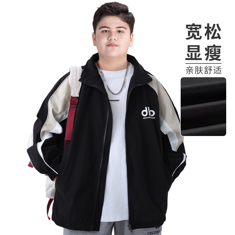 Plus-Size Boys' Trench Coat Jacket for Spring and Autumn 2025 New Model for Middle School Students, Older Boys