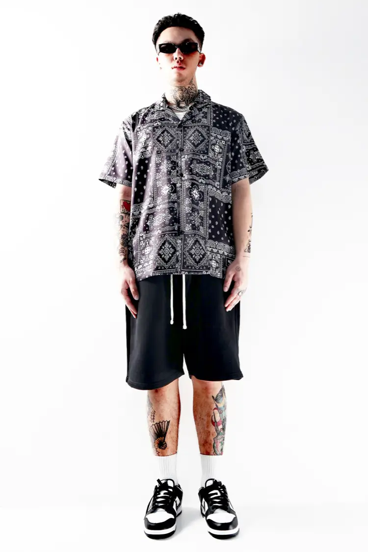 West Coast Street Skateboard Psychedelic Basics Cashew Flower Patchwork Cuban Collar Loose Hawaiian Short Sleeve Flower shirt