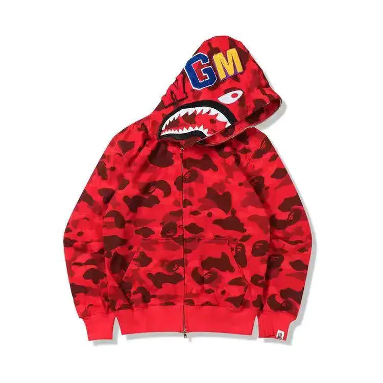 Pubg Shark Outwear 2024 Spring & Fall Style 3D Print Shark Head Classic Camouflage Hooded Cardigan Zipper for Men and Women