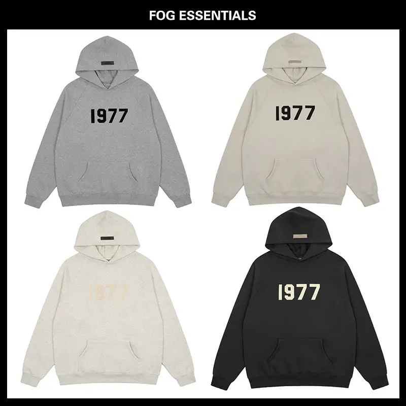 High Version Fog Multi-Line Season 877 Flocked Loose High Street Couple Hoodie