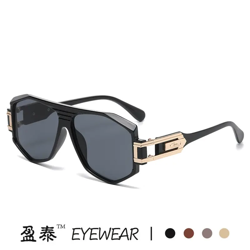 Cross-border new pilot men's sunglasses isn European and American street shooting Modern retro polygon large frame frog glasses