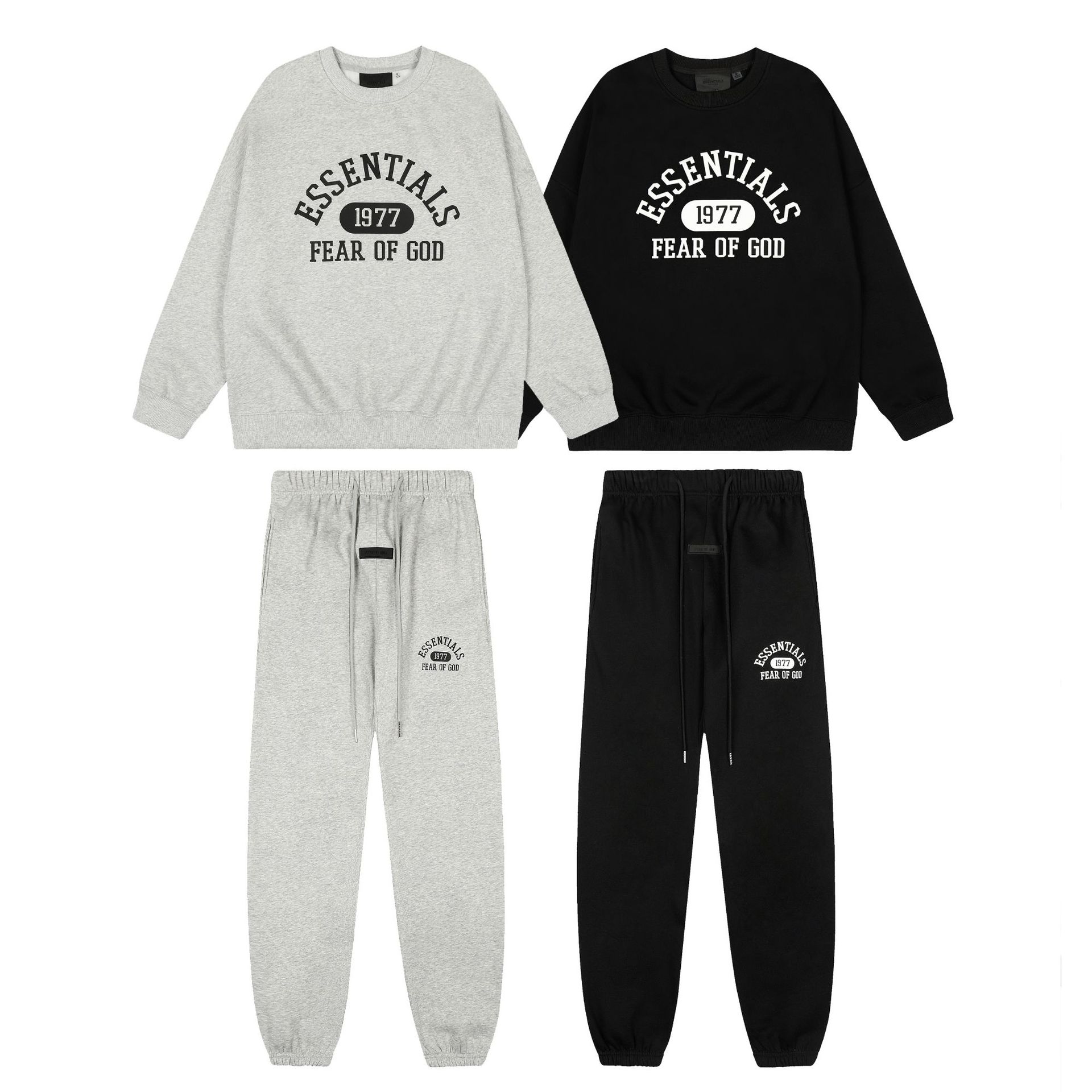 Fog Cross-Border Shipping Essentials 3D Silicone 1977 American-Style Crewneck Sweatshirt and Pants Casual Set Trendy
