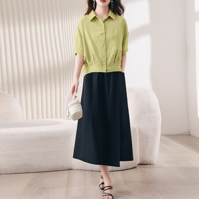 Mother Fashion Age-reducing Suit Dress Women's Summer 2025 New Loose Casual Slim Shirt dress Two-piece Set