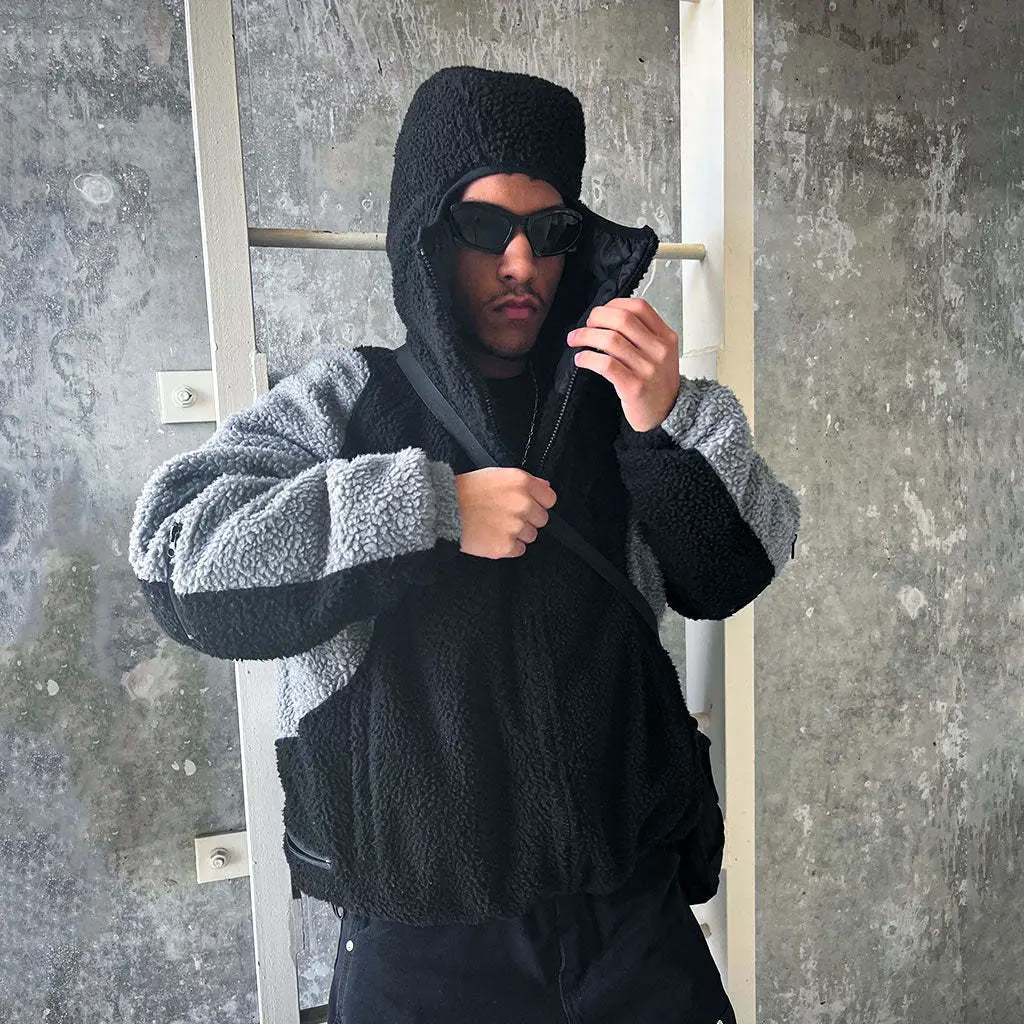 Foreign Trade American-style High Street Fleece Coat fleece-lined Thickened Warm Top Personalized Ninja Mask Hooded Sweatshirt