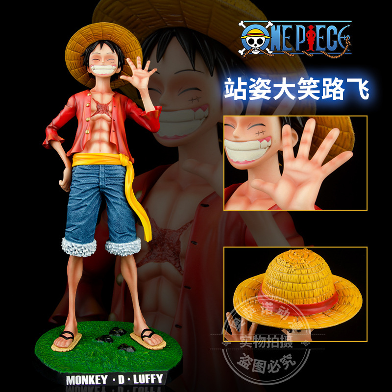 One Piece Premium Series Laughing Luffy Figure Straw Hat Luffy Standing Luffy Figure One Piece Anime Statue