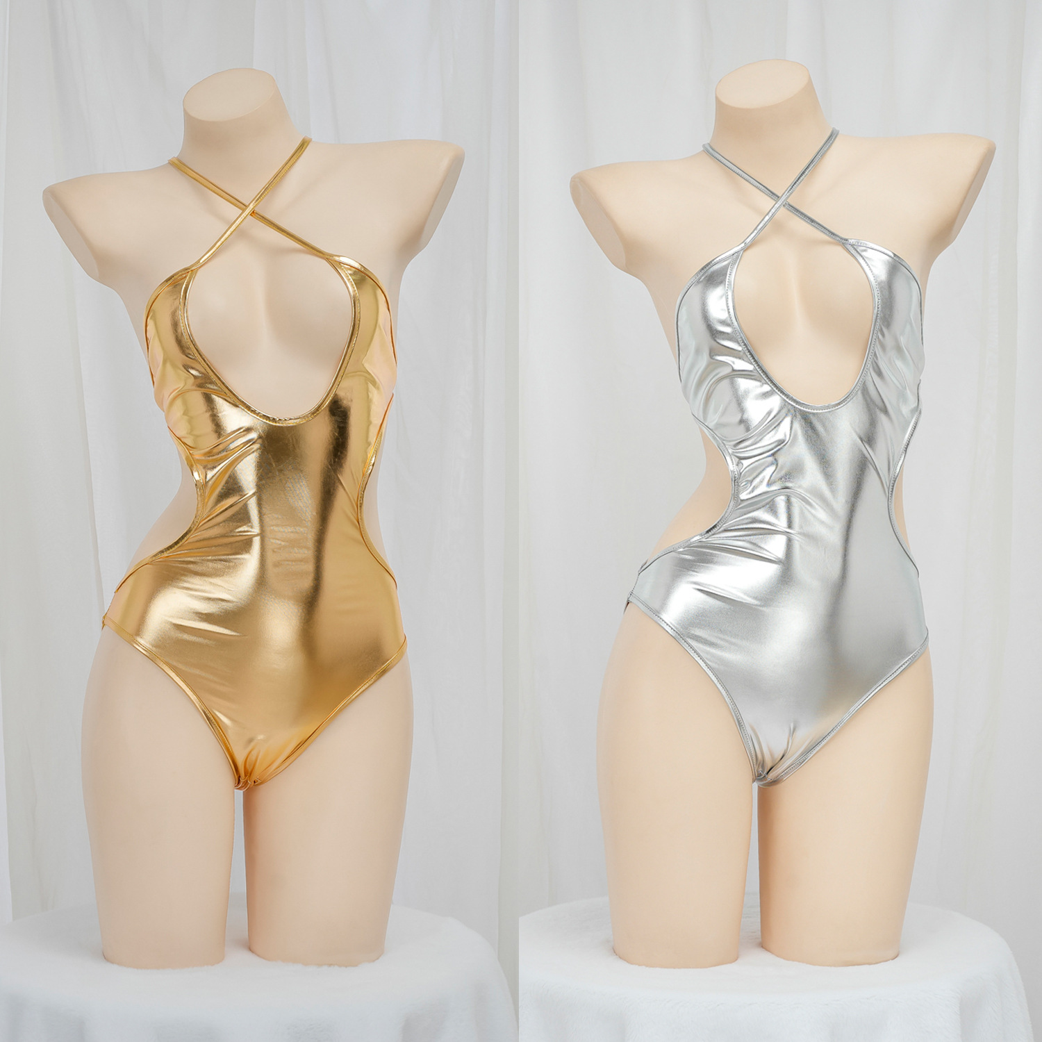 AliExpress gilding European and American style sexy underwear secondary bright face one-piece backless swimsuit jumpsuit female 152-A