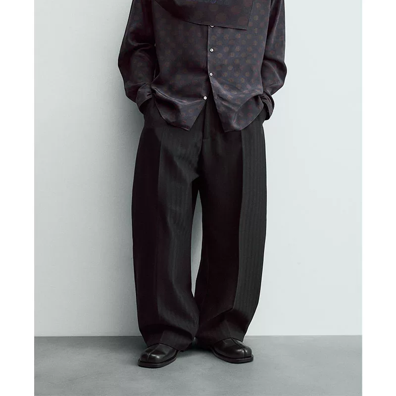 2026 Spring New Men's Loose Curved Suit Pants Fashion Wide Leg Casual Edition Pants 4022085 800