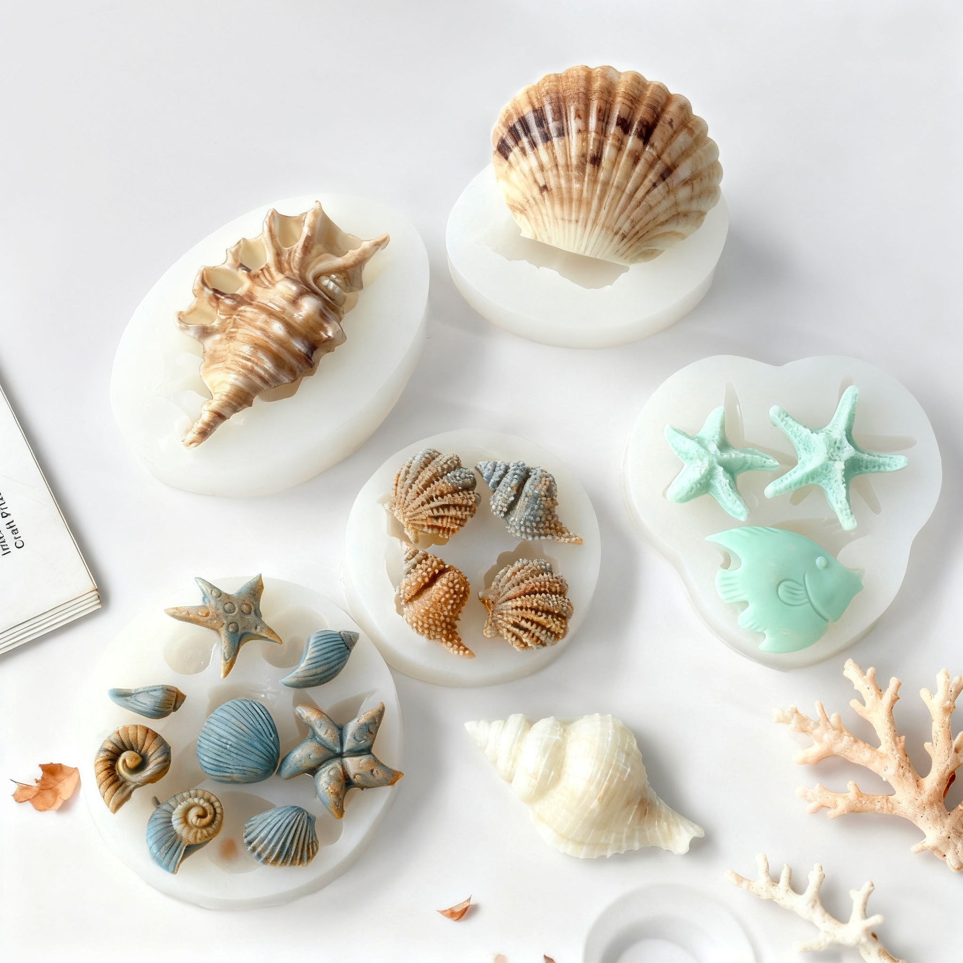 Jiahuimei Shell Candle Mold DIY Ocean Starfish Conch Aromatherapy Candle Cake Decoration Silicone Mold