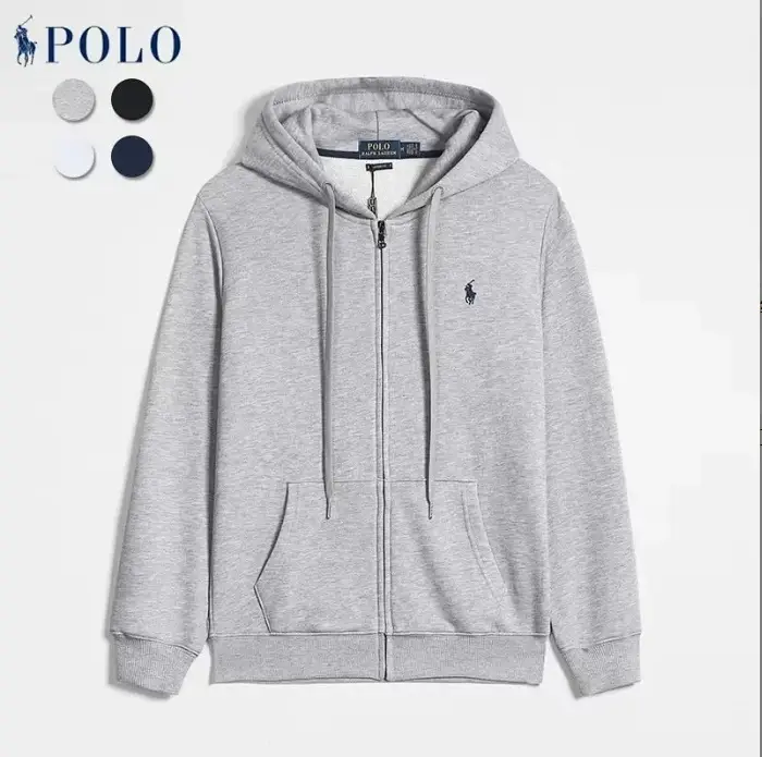 lf pony solid color hooded zipper cardigan sweatpants