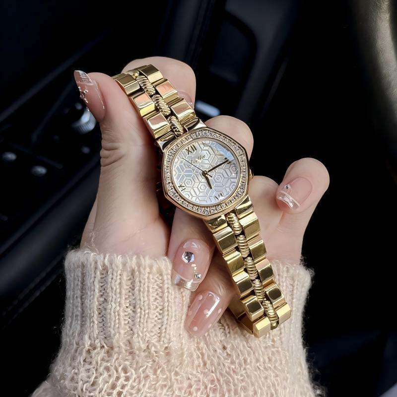 Scottie Honeycomb Series Women's Watch, High-End Hexagonal Waterproof Steel Band Women's Quartz Watch