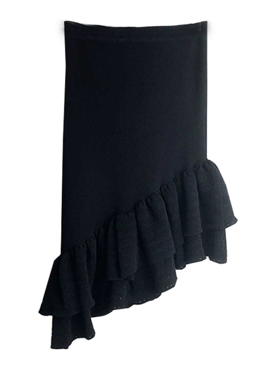 French-Style S Brand New 2026 Summer Black Irregular Knit Skirt Sweet Cool Style Short Skirt