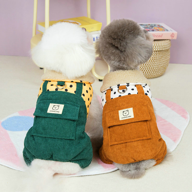 Pet Clothes Four-legged Cotton Clothes Autumn and Winter Outgoing Cat Supplies Teddy Thickened Dog Winter Clothes 24 Quality Four-legged Cotton Clothes