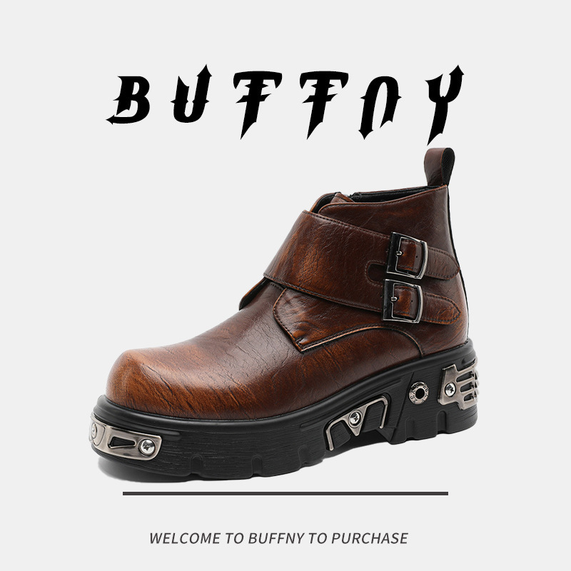 Gothic Retro Metal Punk Style Martin Boots 2026 New Model All-Season Thick-Soled Height-Increasing British Style Work Boots Men's Boots