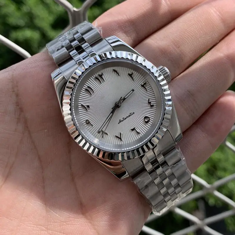 New arrival White Roman 36/39mm Bezel Fine Steel Strap Watch Band Sapphire Glass Nh35 Movement Men Watch