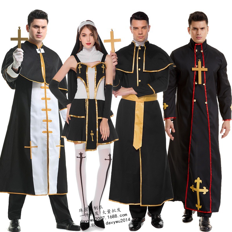 Halloween Costume Size Beads Secret Love Men's Priest Priest Costume Father Maria Role Play Costume