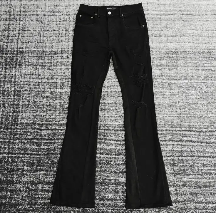 Purple Brand Black Distressed Flare Jeans
