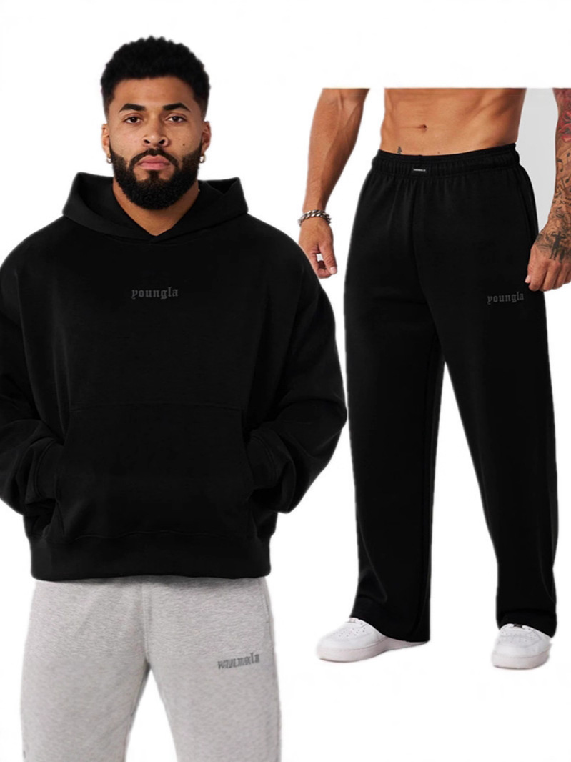 Youngla American New Men's Fitness Sports Running Sweatshirt and Sweatpants Autumn and Winter Fashion Brand Casual Suit
