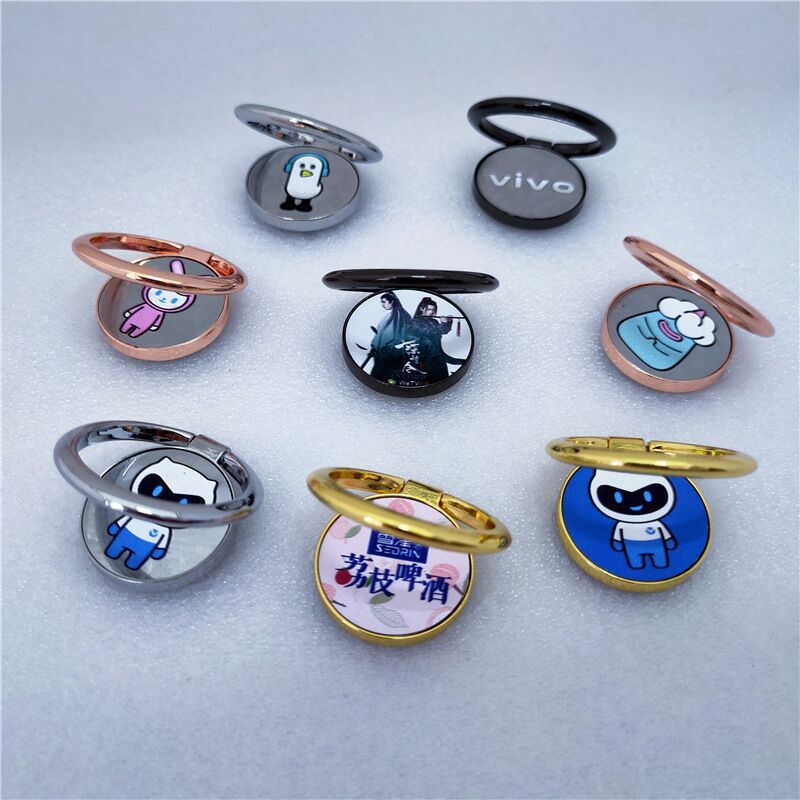 All Metal Electroplated Ring Buckle Mobile Phone Bracket Ring Bracket Round Lazy Man Bracket logo Pattern