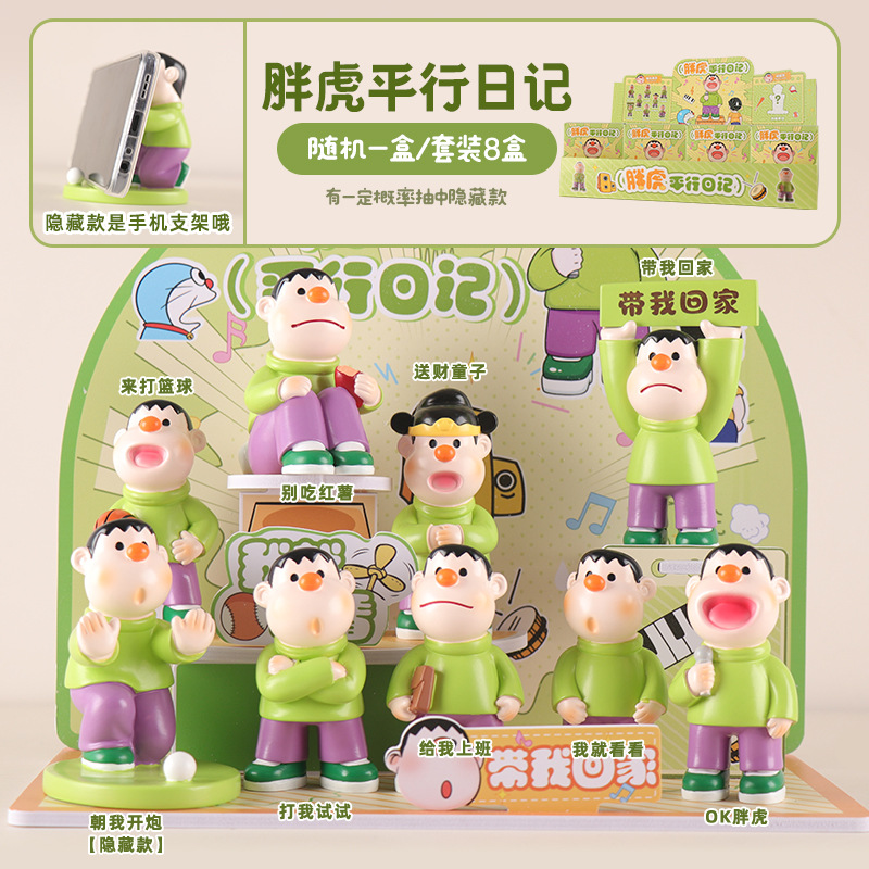 Pang Hu Chao Play Hand-held Eight Boxed Blind Box Ornaments Office Station Funny Decorations Yiwu Small Commodities in stock