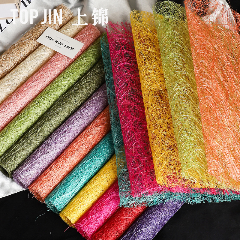 New series of flowers flower bouquet wrapping paper straw woven mesh fiber paper hollow art paper flower shop DIY materials