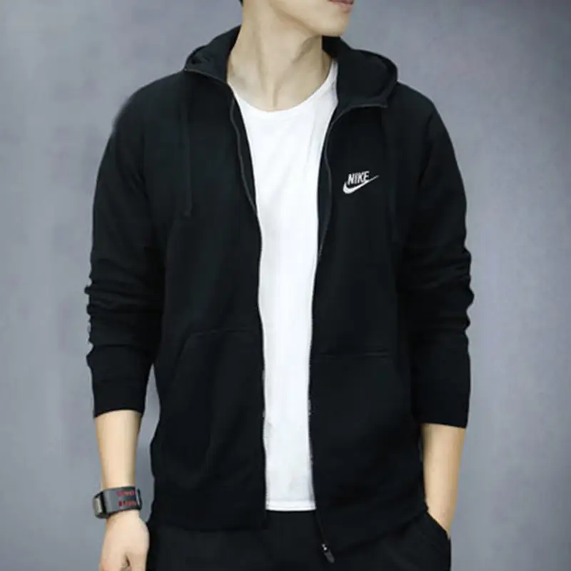 Nike Nike Outwear Men's Black Fleece-lined Knitting Heattech Sportswear Outdoor Windproof Casual Tops Tide Bv2646