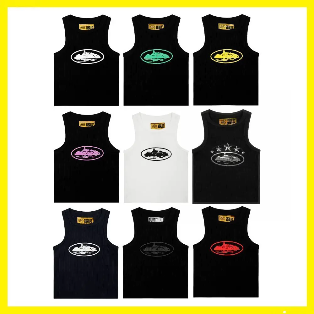Wholesale C0Rteiz Basic Printed Sweatshirt American High Street Casual Unisex Tank Top Sleeveless T-Shirt