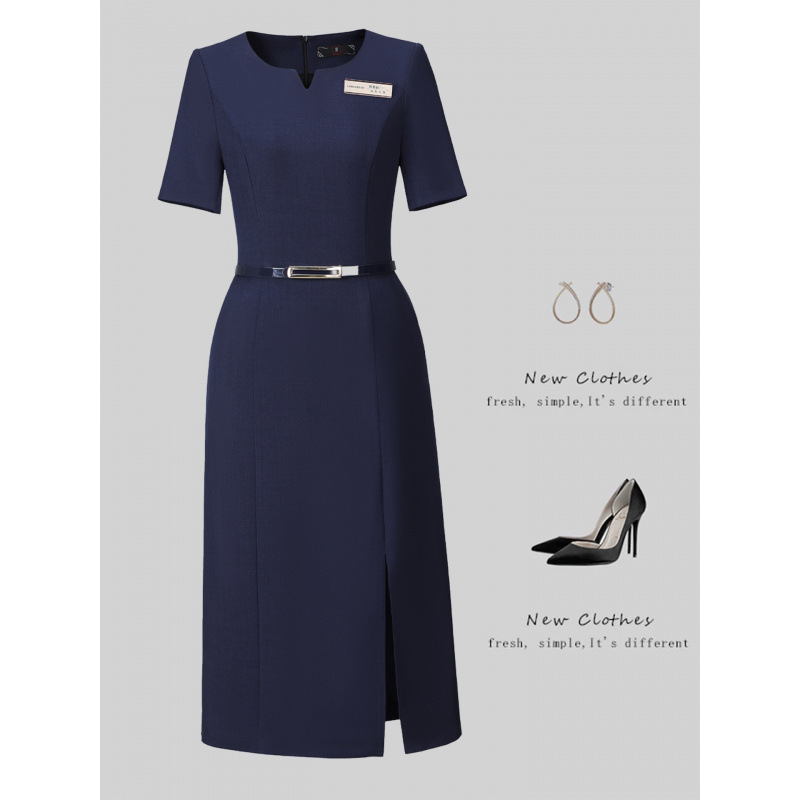 Professional Dress, Elegant and Fashionable, Slim-Fitting, High-End, Short-Sleeved, Suitable for Jewelry Stores, Summer Commuting, and Real Estate Sales Offices, Women's Workwear