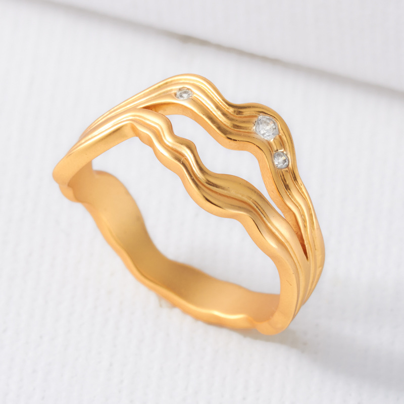 Cross-border hot selling irregular metal ring female copper plated 18K gold European and American fashion simple stacked ring index finger ring