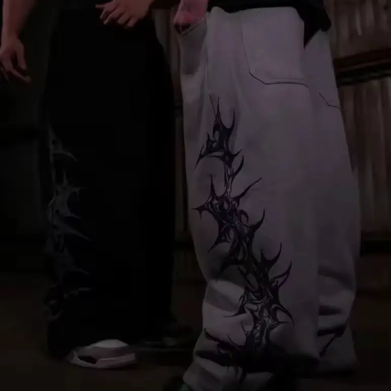 European and American Cross-border Retro Casual Pants Street Hip-hop Ins Pattern Printed Wide-leg Pants Loose Couples Sweat Pants