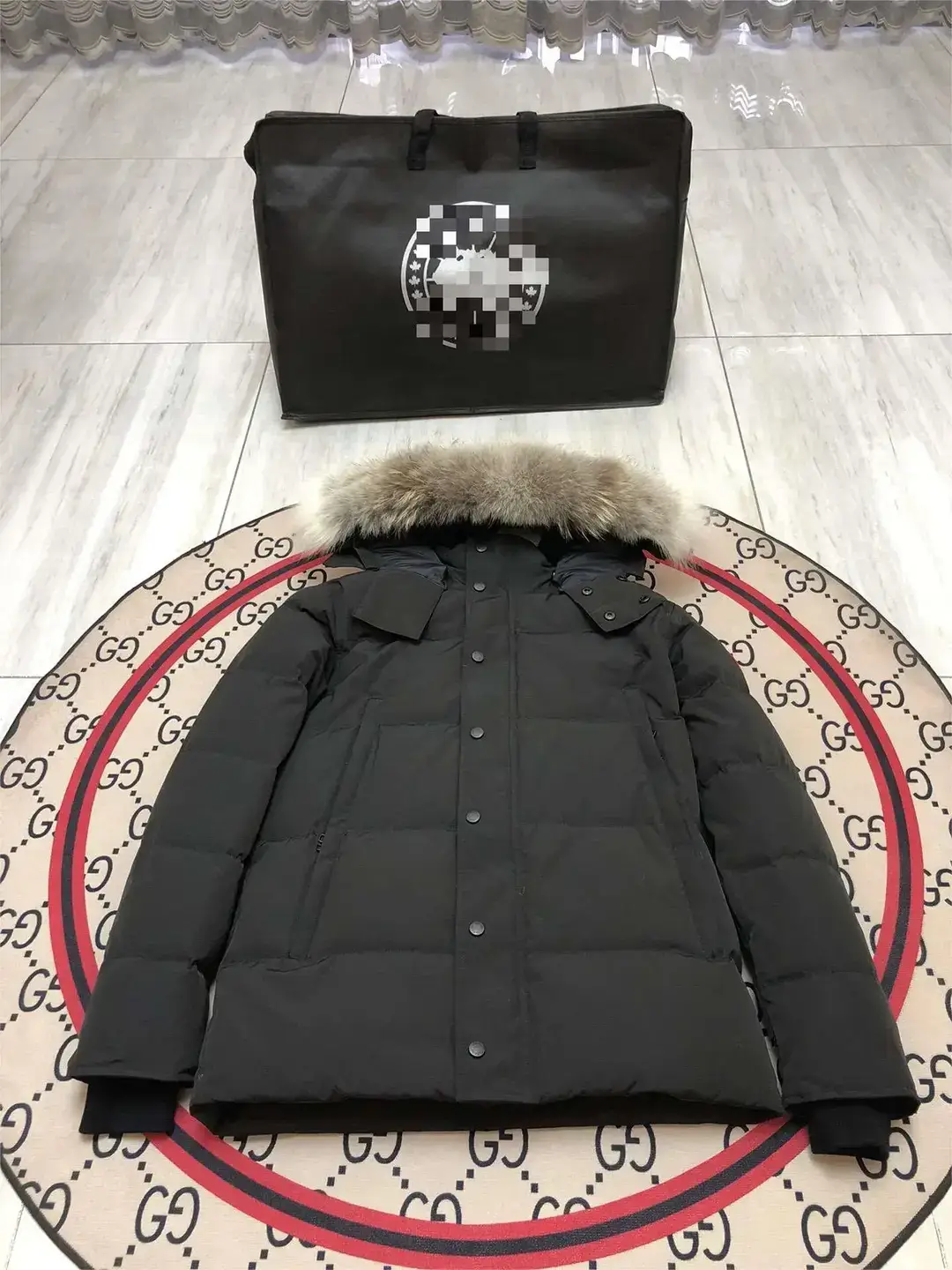 Foreign Trade Men's Goose Wyndham Jacket down Jacket Wolf Fur Collar