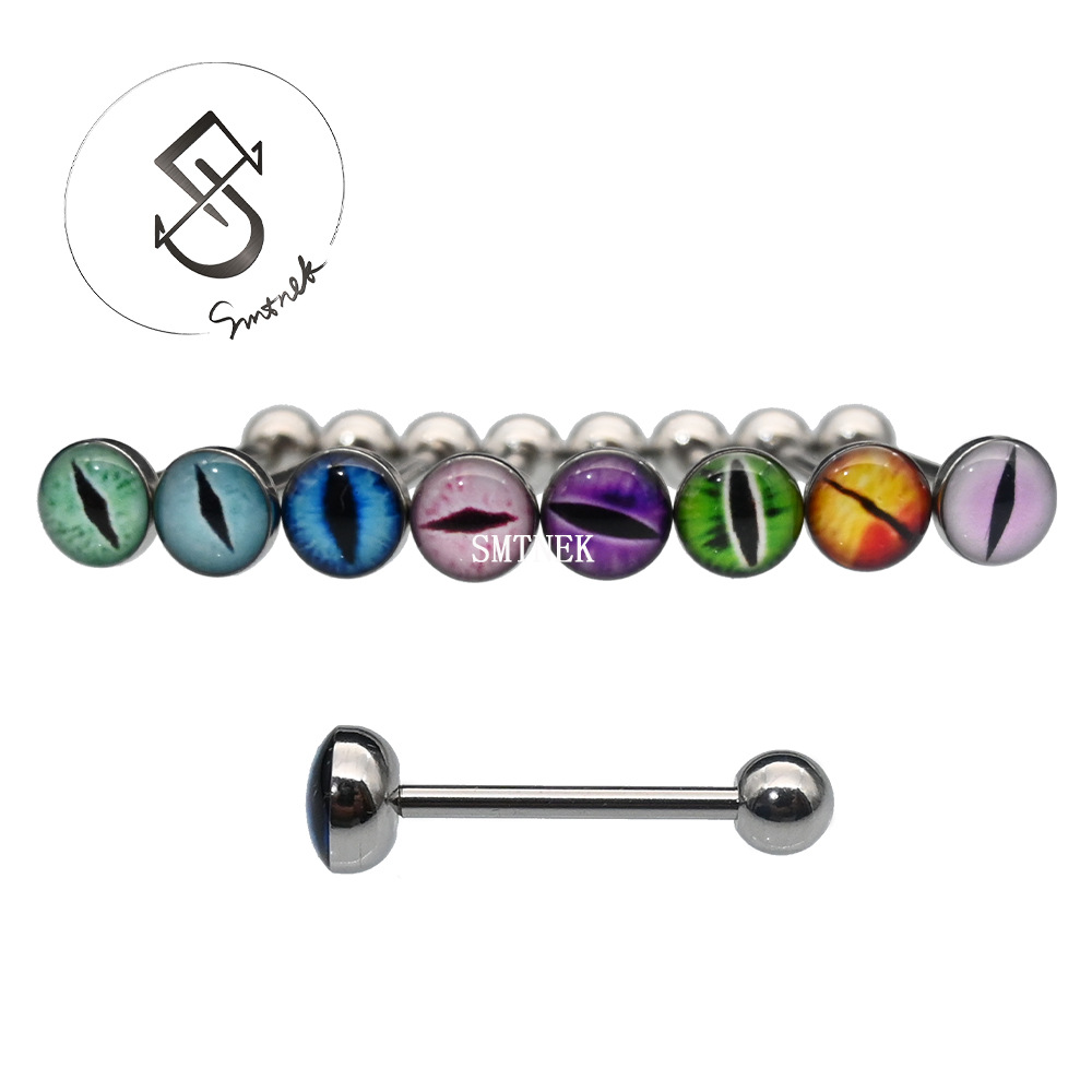 SMTNEK titanium steel multi-color one-eye tongue nail personalized creative tongue decoration stainless steel puncture jewelry