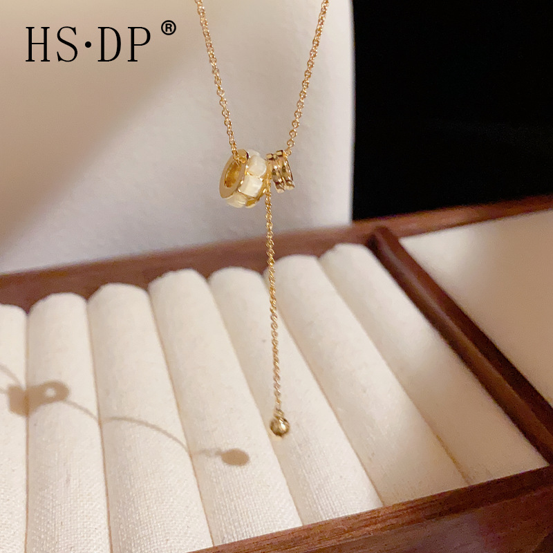 Fashionable Personalized Elegant Entry Luxury Opal Roller Necklace Korean Style Exquisite High-end Niche Design Clavicle Chain